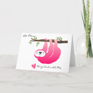 Carte de la Saint-Valentin Sloth Rose Suspendu Soi