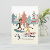 Carte de la Saint-Valentin snowboard (Debout devant)