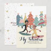 Carte de la Saint-Valentin snowboard (Devant / Derrière)
