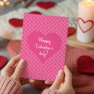 Carte de la Saint-Valentin Soft Pink Red Hearts Lo