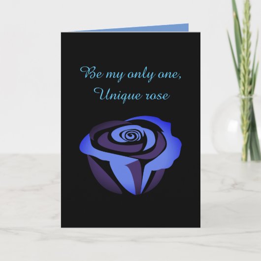 Carte de la Saint-Valentin sombre avec rose bleue (Devant)