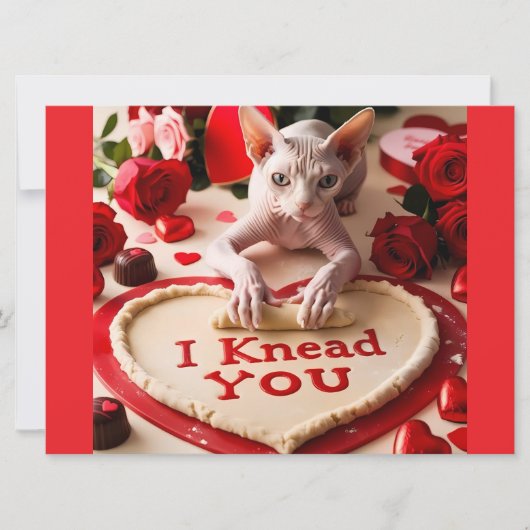 Carte de la Saint-Valentin Sphynx Chat Je T'aime (Devant)