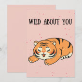 Carte de la Saint-Valentin Tigre de dessin animé F (Devant / Derrière)