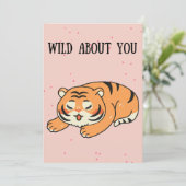 Carte de la Saint-Valentin Tigre de dessin animé F (Debout devant)