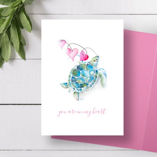 Carte de la Saint-Valentin Tortue de mer