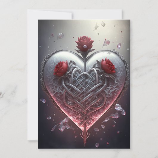 Carte de la Saint-Valentin Trois Roses Métallique (Devant)