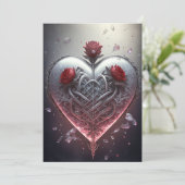 Carte de la Saint-Valentin Trois Roses Métallique (Debout devant)