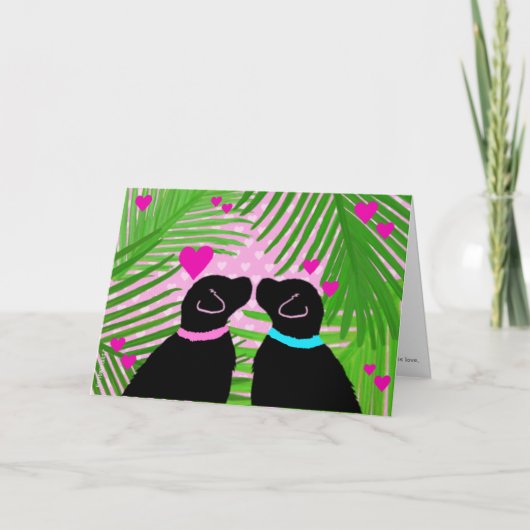 Carte de la Saint-Valentin tropicale pour chiens B (Devant)