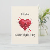 Carte de la Saint-Valentin tu fais chanter mon cœu (Debout devant)