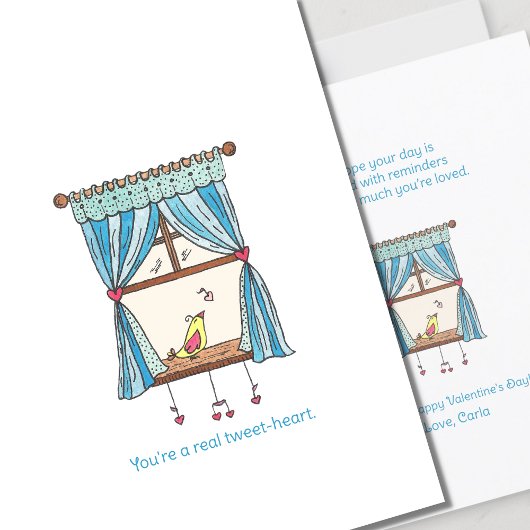 Carte de la Saint-Valentin Tweet Heart Bird