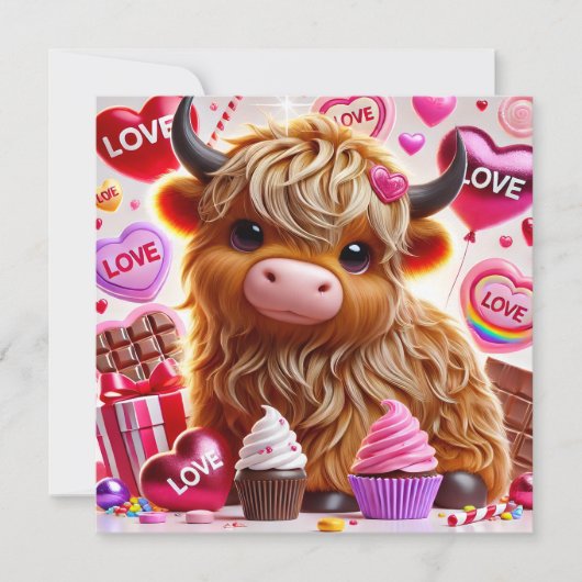 Carte de la Saint-Valentin Vache des Highlands Dou (Devant)