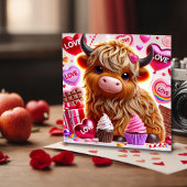 Carte de la Saint-Valentin Vache des Highlands Dou