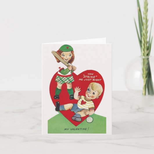 Carte de la Saint-Valentin vintage de baseball (Devant)