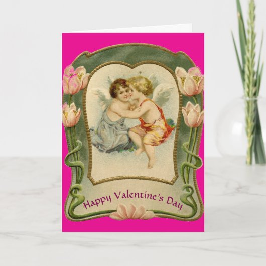 Carte de la Saint-Valentin vintage Deux Anges (Devant)