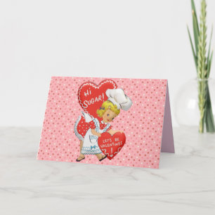Carte de la Saint-Valentin Vintage Girl Hi Sugar L