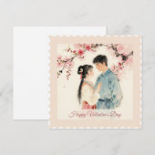 Carte de la Saint-Valentin vintage Love & Flowers (Devant / Derrière)