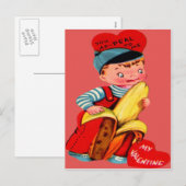 Carte de la Saint-Valentin vintage rétro banane (Devant / Derrière)