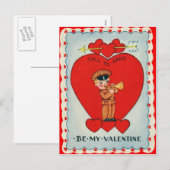 Carte de la Saint-Valentin Vintage Retro Bugler (Devant / Derrière)