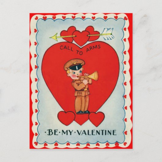 Carte de la Saint-Valentin Vintage Retro Bugler (Devant)