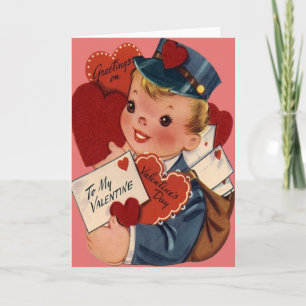 Carte de la Saint-Valentin vintage rétro facteur