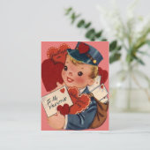 Carte de la Saint-Valentin vintage rétro facteur (Debout devant)