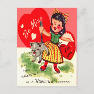 Carte de la Saint-Valentin Vintage Retro Fille ave