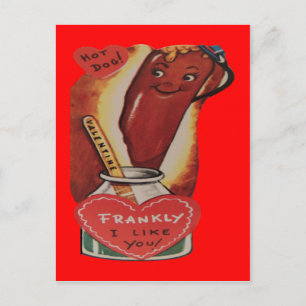 Carte de la Saint-Valentin vintage rétro Hot Dog