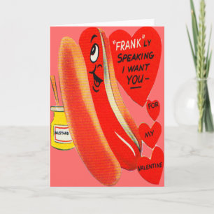 Carte de la Saint-Valentin vintage rétro Hot Dog