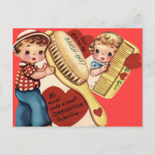Carte de la Saint-Valentin vintage rétro peigne et