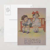 Carte de la Saint-Valentin vintage rétro pleurant (Devant / Derrière)
