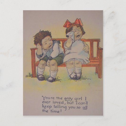 Carte de la Saint-Valentin vintage rétro pleurant (Devant)