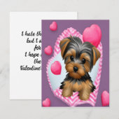 Carte de la Saint-Valentin Yorkie et Cœurs (Devant / Derrière)
