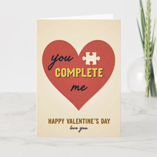 Carte de la Saint-Valentin You Complete My Heart (Devant)