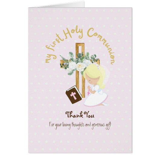 Carte de la Sainte Communion Merci de fille - Blon (Devant)