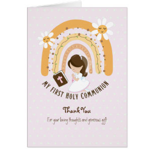 Carte de la Sainte Communion Merci de fille - Brun