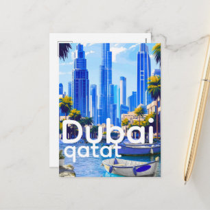 Carte de la skyline de Dubaï, monuments modernes d