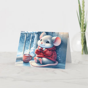 Carte de la souris de Noël en hiver