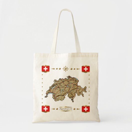 Carte de la Suisse + Sac de drapeaux (Devant)