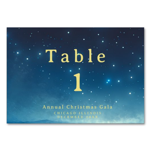 Carte de la table bleue or Noël (Devant)