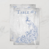 Carte de la table de la feuille de paon bleu clair (Devant / Derrière)