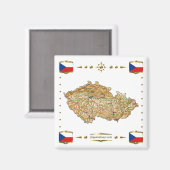Carte de la Tchèque + Magnet des drapeaux (Recto/Verso)