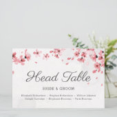 Carte de la tête de table en fleur de cerisier ros (Debout devant)