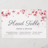 Carte de la tête de table en fleur de cerisier ros (Dos)