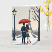 Carte de la Tour Eiffel Romance d'Hiver (Fleur jaune)