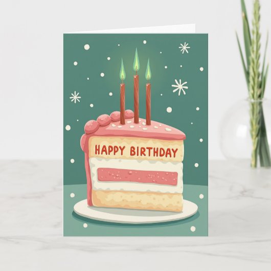 Carte de la tranche de gâteau à la flamme verte (Devant)