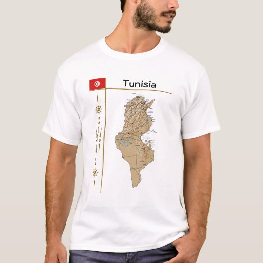Carte de la Tunisie + Drapeau + Titre T-shirt (Devant)