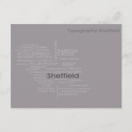 Carte de la typographie de Sheffield (Devant)