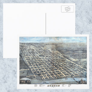 Carte de la ville aérienne antique d'Austin, Texas