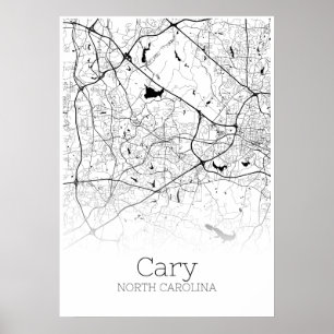 Carte de la ville - Caroline du Nord - Poster de l
