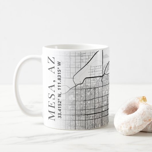 Carte de la ville de Mesa, Arizona | Café Mug (Avec donut)
